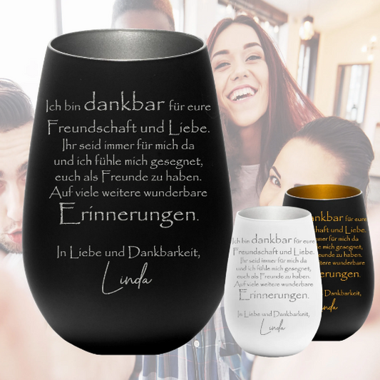 044 - Personalisiertes Windlicht Kerze für Freundschaft Freunde Freundin kerzenbeleuchtetes Erinnerungslicht Danke sagen