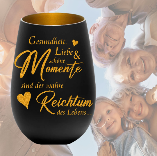 Personalisiertes Windlicht Gesundheit Liebe Wunsch Erinnerungslicht mit Wunschnamen personalisiertes Geschenk Familie