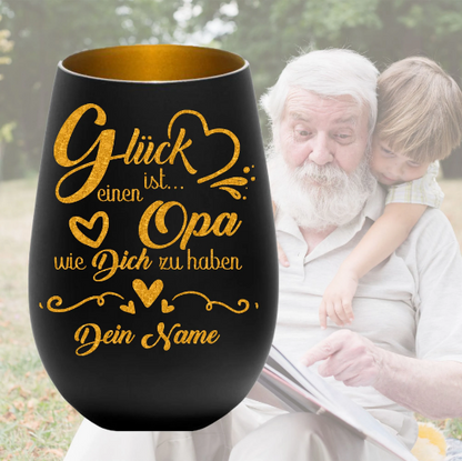 Windlicht für Opa Opi Großvater  Partygeschenk Windlicht mit Name Kerze